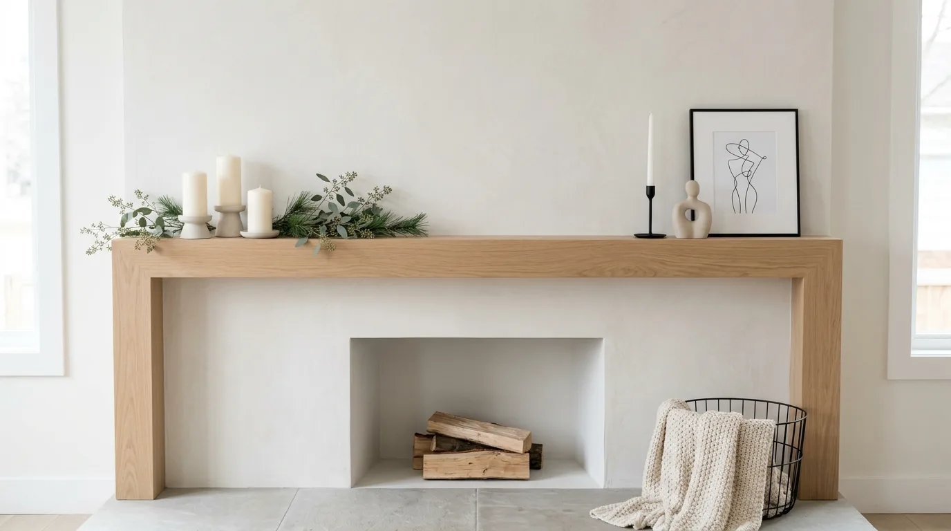 Style the hearth area as part of the display inspiration for a Christmas mantel.
